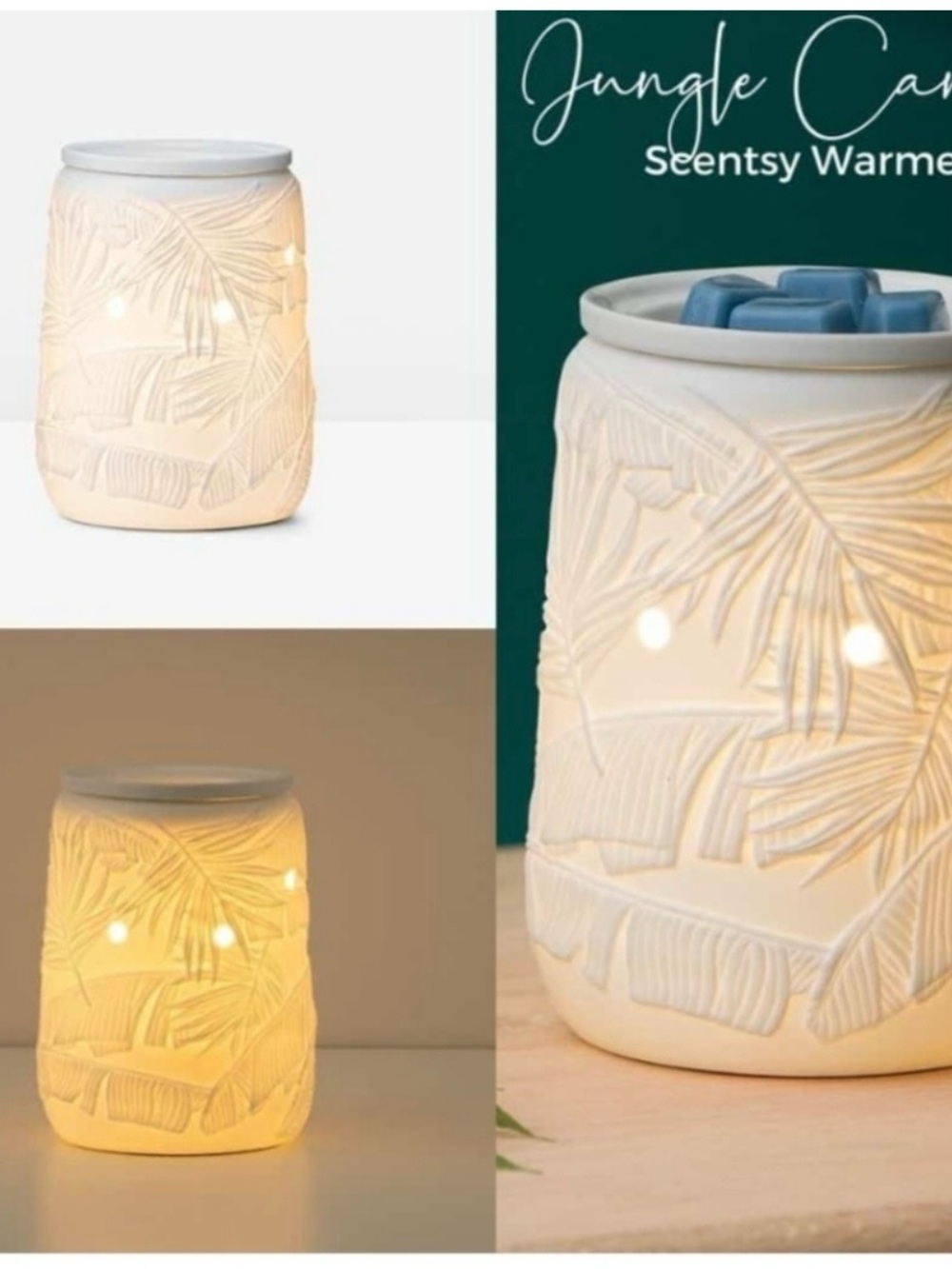Scentsy White Jungle Leaf Ceramic Wax Warmer